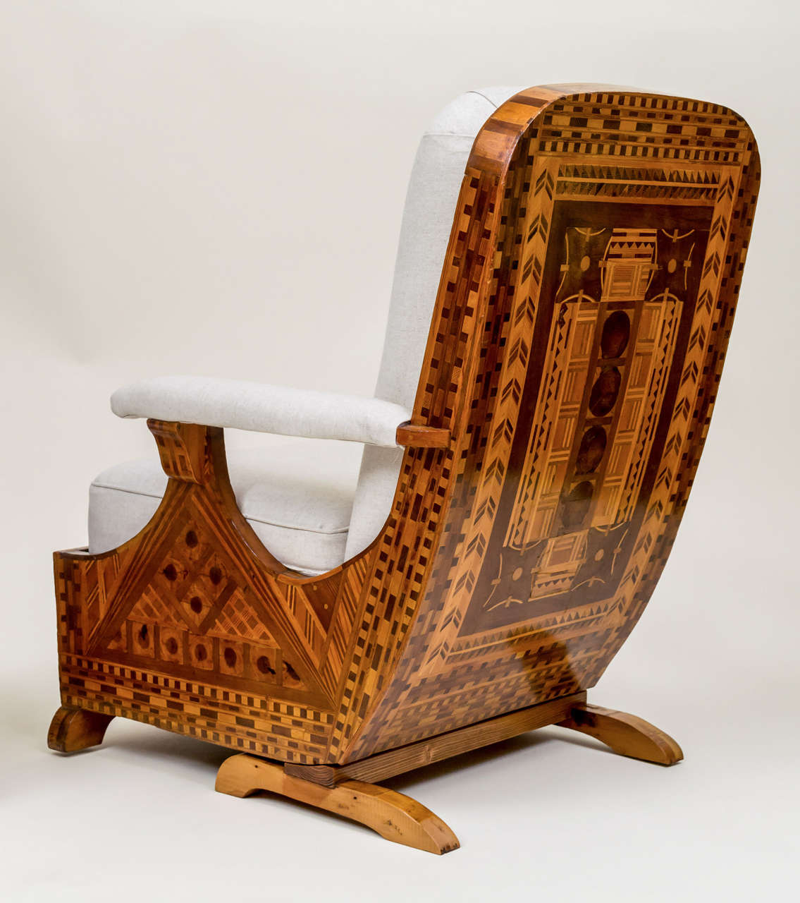 Mid-20th Century American Folk Art Marquetry Furniture, Suite of Five Pieces For Sale